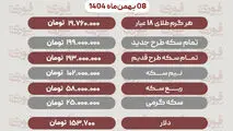 آخرین قیمت طلا، سکه و دلار 8 بهمن‌ماه1404