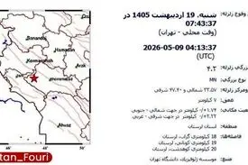 زمین‌لرزه‌ای به بزرگی ۴.۲ ریشتر امروز صبح استان لرستان، حوالی گراب را لرزاند