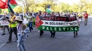 حمله حامیان ترامپ به تظاهرکنندگان حامی فلسطین در پورتلند+ ویدیو