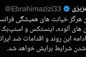 ابراهیم عزیزی: ملت ایران خیانت‌های فرانسه را فراموش نمی‌کند