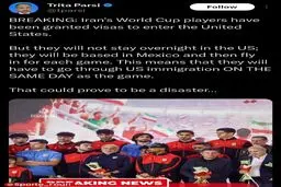 تریتا پارسی: به بازیکنان جام جهانی ایران ویزای ورود به ایالات متحده اعطا شده است. اما آنها شب را در ایالات متحده نخواهند ماند