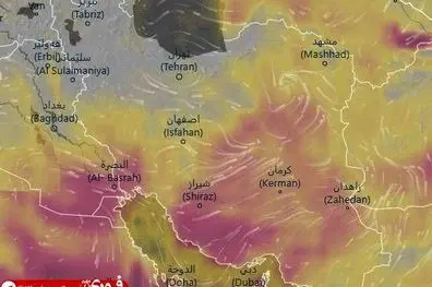 هشدار نارنجی باد شدید و گرد و خاک