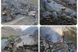 ریزش شدید کوه در جاده چالوس