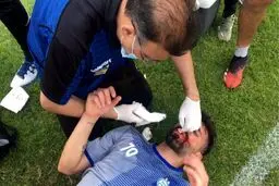 آسیب دیدگی شدید مدافع استقلال از ناحیه صورت