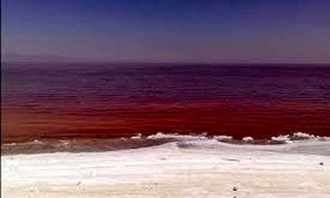 دریاچه نمک قم برای اولین بار سرخ شد