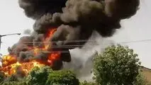 پارکینگ خودروهای سنگین در کرمانشاه طعمه حریق شد