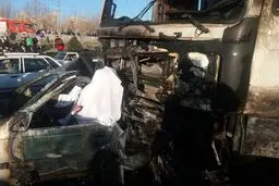 جان باختن ۳ تن در پی تصادف و وقوع حریق در بزرگراه آزادگان