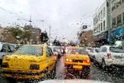 ترافیک سنگین و بارش باران در محور چالوس