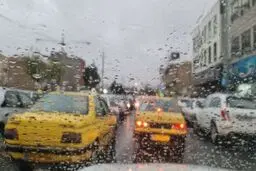 ترافیک سنگین و بارش باران در محور چالوس