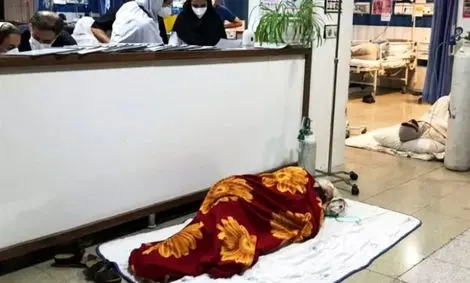 بستری بیماران کرونایی قزوین در کف بیمارستان