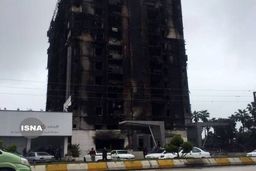 برج چالوس پس از آتش‌سوزی کامل +عکس