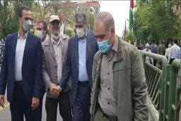 حضور رییس سازمان انرژی اتمی ایران در راهپیمایی روز قدس در تهران