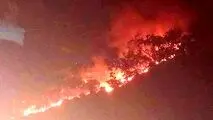 آتش سوزی گسترده در منطقه حفاظت شده خائیز