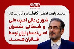 نجفی، کارشناس خاورمیانه: شمخانی و شورای عالی امنیت ملی، مقصران اصلی تمسخر ایران توسط طالبان هستند.