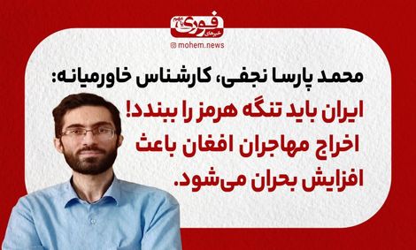 نجفی، کارشناس خاورمیانه: ایران باید تنگه هرمز را ببندد!/ اخراج مهاجران افغان باعث افزایش بحران می‌شود