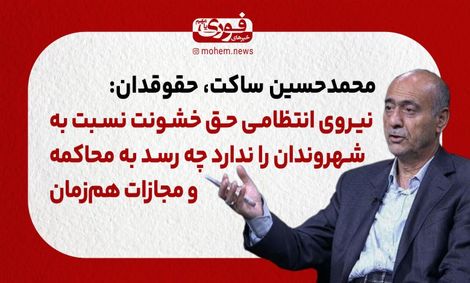 ساکت، حقوقدان: نیروی انتظامی حق خشونت نسبت به شهروندان را ندارد چه رسد به محاکمه و مجازات هم‌زمان