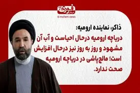ذاکر، نماینده ارومیه: دریاچه ارومیه در‌حال احیاست و آبِ آن مشهود و روز به روز نیز در‌حال افزایش است.