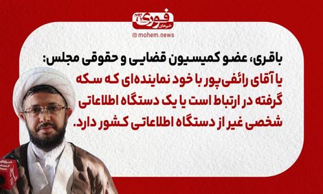 عضو کمیسیون قضایی و حقوقی مجلس: یا آقای رائفی‌پور با خود نماینده‌ای که سکه گرفته در ارتباط است یا یک دستگاه اطلاعاتی شخصی غیر از دستگاه اطلاعاتی کشور دارد.