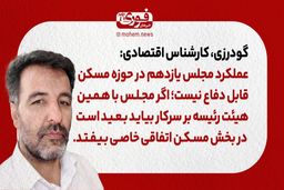 گودرزی، کارشناس اقتصادی: عملکرد مجلس یازدهم در حوزه مسکن قابل دفاع نیست /اگر مجلس با همین افراد و همین هیئت رئیسه بر‌ سرکار بیاید بعید است در بخش مسکن اتفاقی خاصی بیفتد.