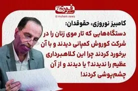 نوروزی، حقوقدان: دستگاه‌هایی که تار موی زنان را در شرکت کوروش کمپانی دیدند و با آن برخورد کردند چرا این کلاهبرداری عظیم را ندیدند؟ یا دیدند و از آن چشم‌پوشی کردند!