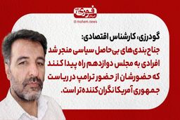 گودرزی، کارشناس اقتصادی: جناح‌بندی‌های بی‌حاصل سیاسی منجر شد افرادی به مجلس دوازدهم راه پیدا کنند که حضورشان از حضور ترامپ در ریاست‌جمهوری آمریکا نگران‌کننده‌تر است.