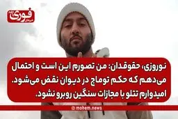 نوروزی، حقوقدان: من تصورم این است و احتمال می‌دهم که حکم توماج در دیوان نقض می‌شود. / امیدوارم تتلو با مجازات سنگین روبرو نشود.