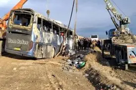 حادثه مرگبار واژگونی اتوبوس در نجف‌آباد اصفهان