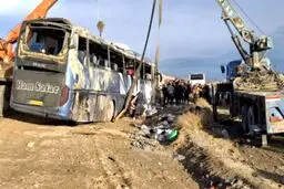 حادثه مرگبار واژگونی اتوبوس در نجف‌آباد اصفهان