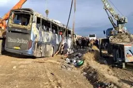 حادثه مرگبار واژگونی اتوبوس در نجف‌آباد اصفهان