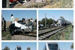 تصادف قطار با پراید در ورامین (عکس)