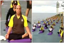 هشدار وزیر دفاع هند به پاکستان بعد از یوگای دسته‌جمعی بر عرشه ناو هواپیمابر کشورش