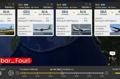 حرکت چندین هواپیمای سوخت رسان آمریکایی دیگر به سمت خاورمیانه