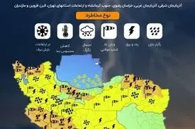 هشدار نارنجی هواشناسی برای فردا