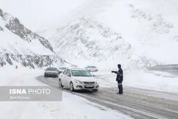 بارش برف و باران در جاده‌های کشور