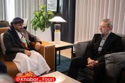 دیدار و گفتگو لاریجانی با سخنگوی انصارالله یمن