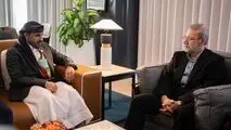 دیدار و گفتگو لاریجانی با سخنگوی انصارالله یمن