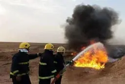 آتش‌سوزی در خط لوله‌های نفت در شمال استان «ذی‌قار» عراق