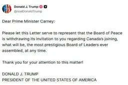 ترامپ دعوت کانادا از شورای صلح را پس گرفت