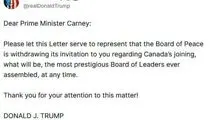 ترامپ دعوت کانادا از شورای صلح را پس گرفت