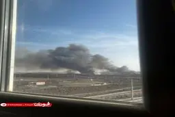 دود غلیظ در شهرستان پرند برای آتش نیزار است