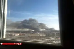 دود غلیظ در شهرستان پرند برای آتش نیزار است