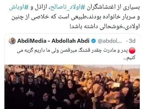 توییت عجیب و جنجالی از نماینده وزیر و رئیس کمیسیون تجدیدنظر رسیدگی به اختلافات گمرکی، درباره جان‌باختگان حوادث دی‌ماه