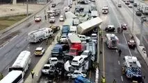  تصادف زنجیره‌ای اتوبوس با ۱۲ خودرو در اشرفی اصفهانی