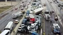  تصادف زنجیره‌ای اتوبوس با ۱۲ خودرو در اشرفی اصفهانی