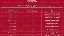  قیمت گوشت قرمز ۵ خرداد ۱۴۰۵